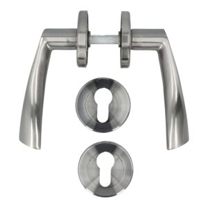 Yale 2-Piece Milano Door Lever Handle with Rosette Silver Yale 2-Piece Milano Door Lever Handle with Rosette Silver